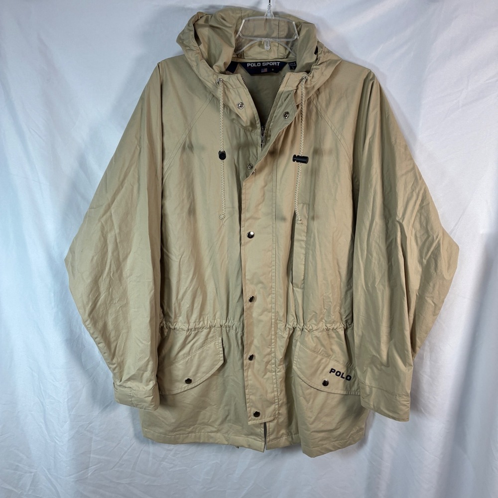 Vintage Polo Sport Ralph Lauren Hooded‎ Field Jacket Mens Large Parka Anorak Y2K